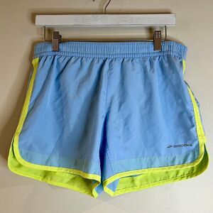 Brooks Blue & Yellow Lined Athletic Shorts size Small